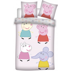 Set lenjerie pat copii Peppa Pig with George, Suzy and Emily 100x135 + 40x60 SunCity BRM008281
