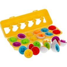 Joc educativ Matching eggs, Set 12 oua pentru invatarea formelor si culorilor Ikonka IK17739