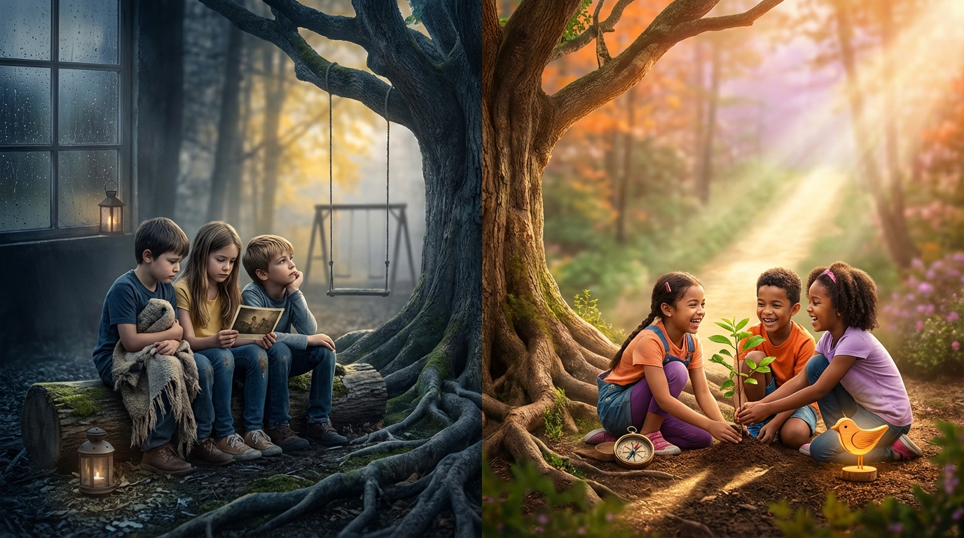 descoperă de ce unii copii resimt mai puternic absența unui părinte, în timp ce alții se dezvoltă echilibrat, prin înțelepciunea povestirii lui andi moisescu.