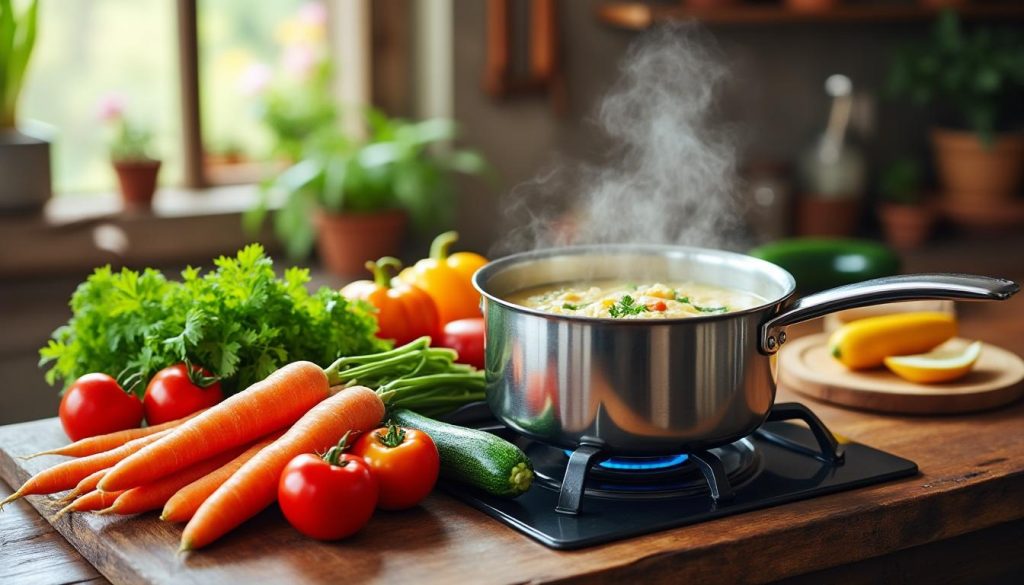 descoperă rețeta ușoară pentru o supă cremă de legume delicioasă și sănătoasă, perfectă pentru o masă rapidă și plină de vitamine.