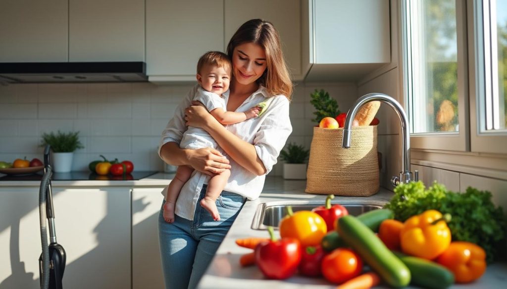 explorați echilibrul zilnic între îngrijirea bebelușului și responsabilitățile casnice, precum gătitul, curățenia și cumpărăturile. aflați dacă părintele care se ocupă de copil ar trebui să preia și aceste sarcini.