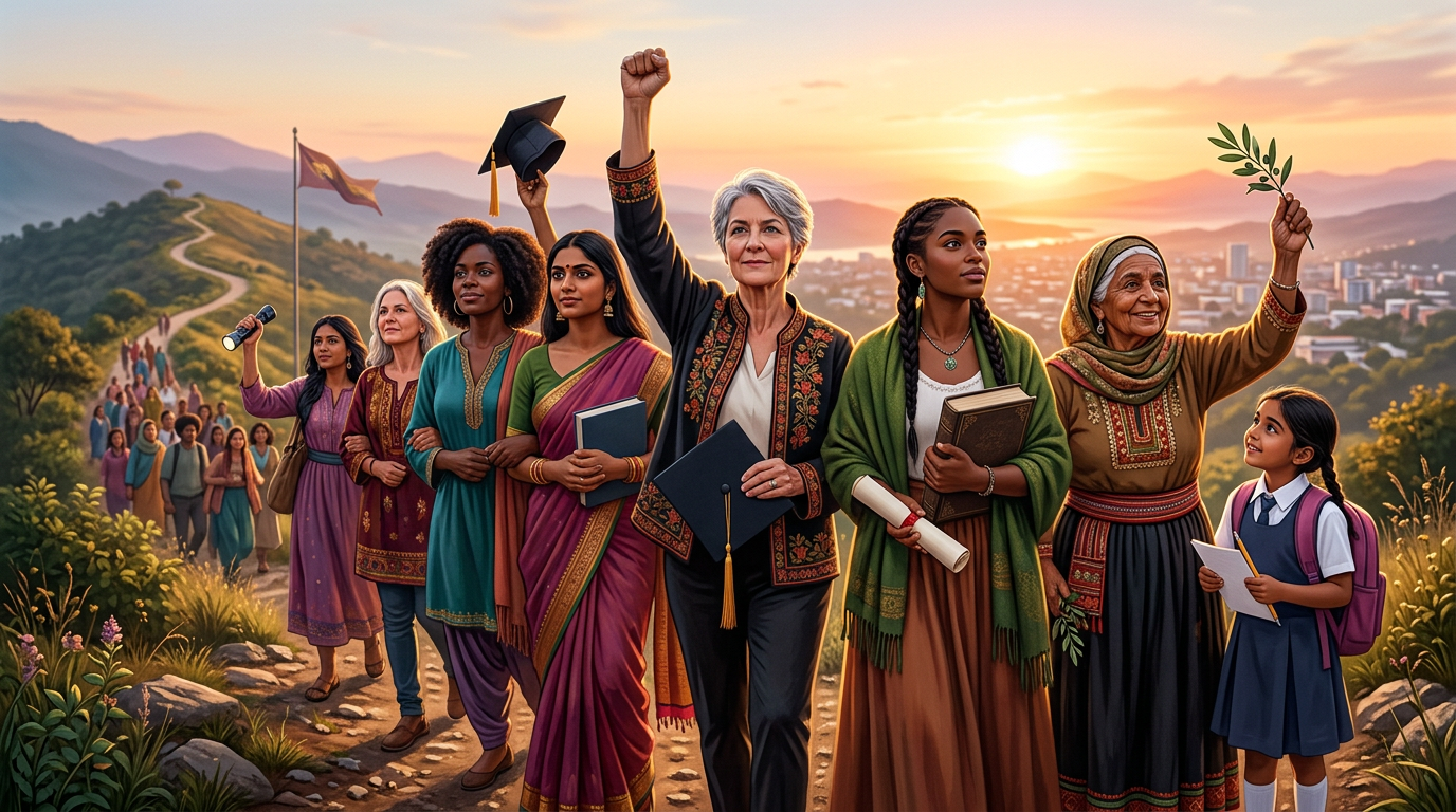 o reflecție profundă de 8 martie, exprimând recunoștința față de femeile care au luptat pentru drepturile lor și subliniind responsabilitatea noastră față de educația fetelor din generațiile viitoare.